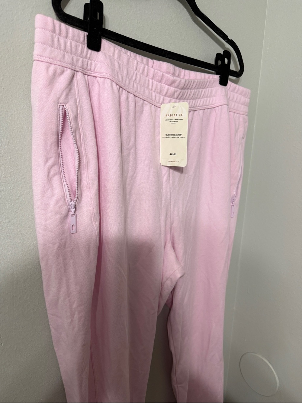Fabletics Light Baby Pink Athletic Jogger Sweatpants Zip Pockets Lounge 2X